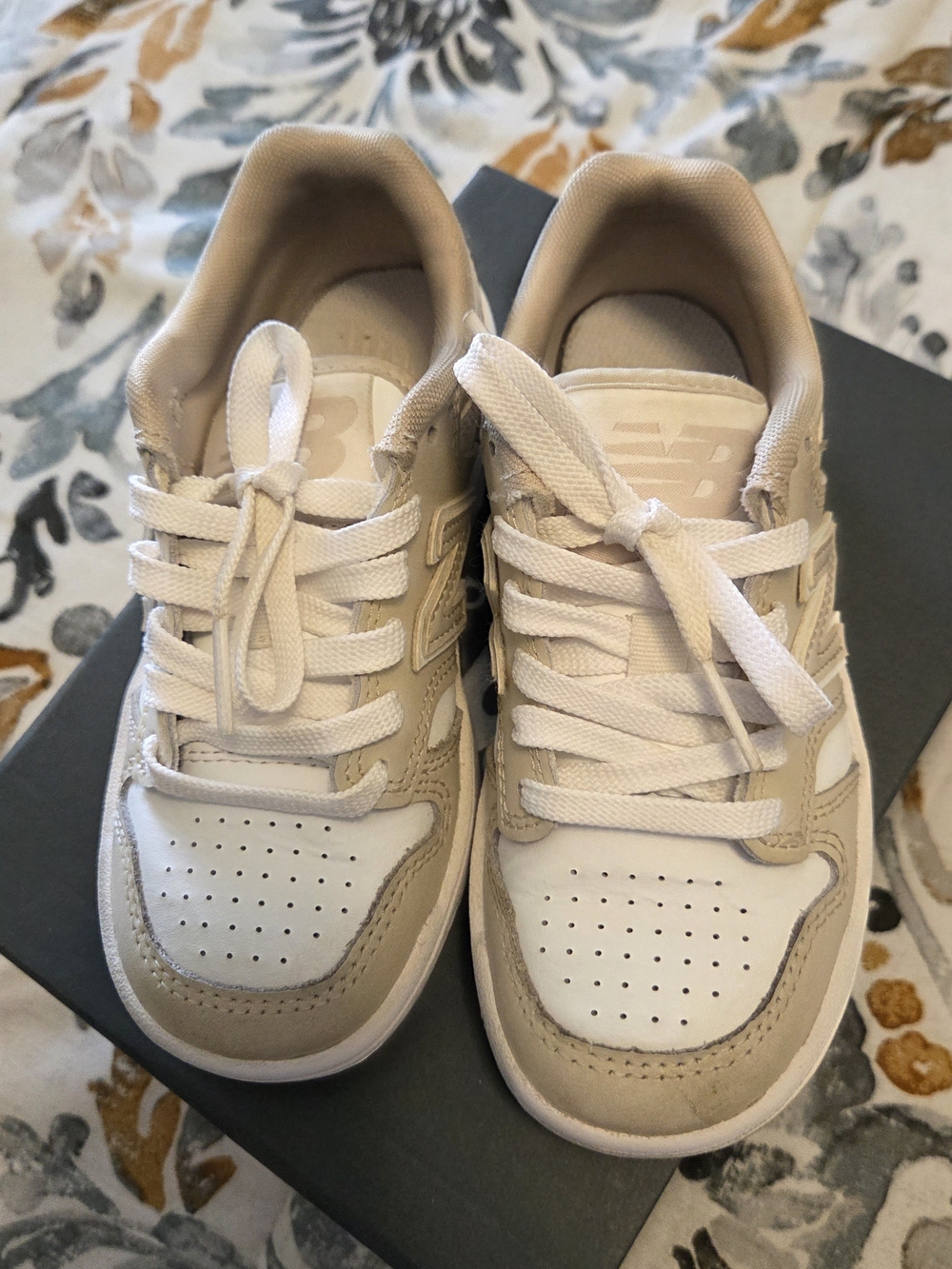 New Balance Kids Beige and White Sneakers